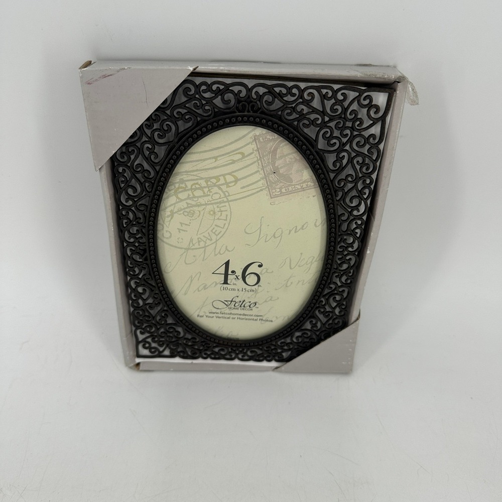 Fetco Home Decor Ivana-Bronze 4x6 Oval Scrollwork Picture Frame F923746 NIB